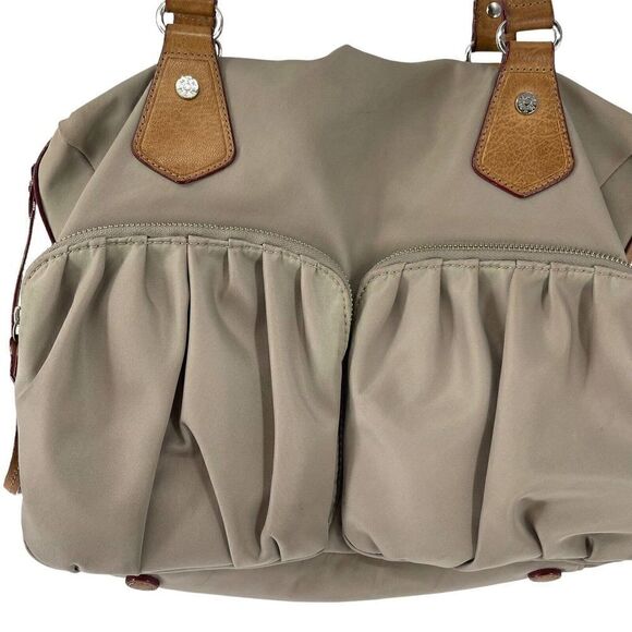 MZ Wallace Purse Nylon Taupe Handbag Shoulder Bag Pockets Every Day Bag Organize - Picture 3 of 12